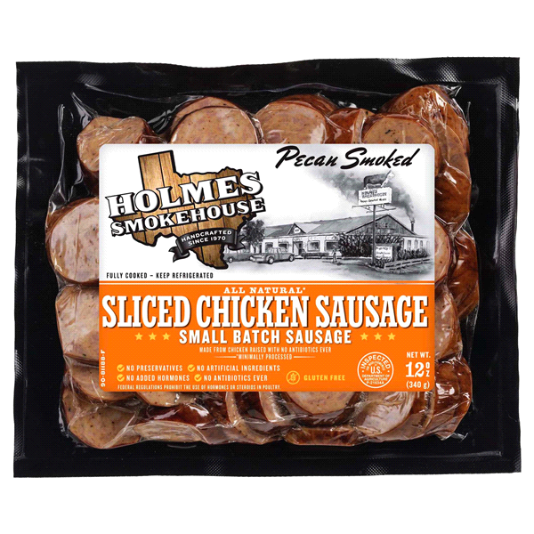 slide 1 of 1, Holmes Smokehouse Small Batch Sliced & Ready Pecan Smoked Chicken Sausage 12 oz, 12 oz