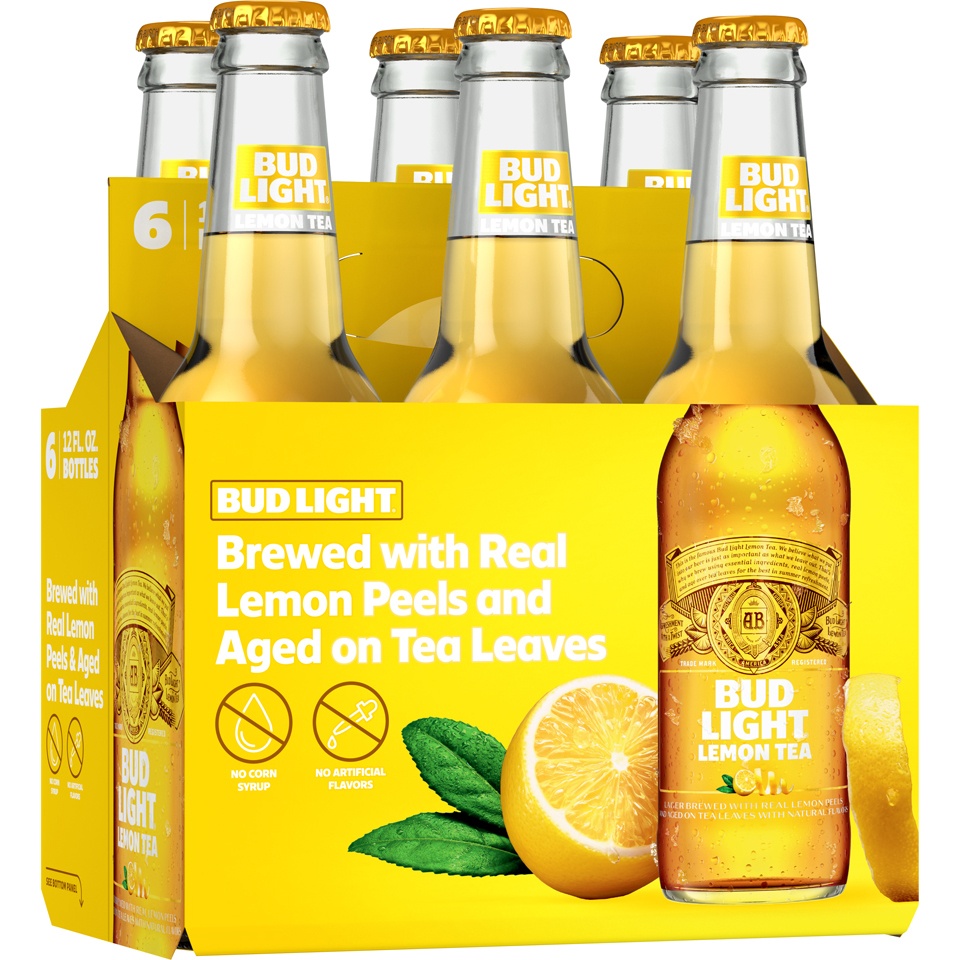 slide 1 of 1, Bud Light Lemon Tea Pack Bottle, 6 ct; 12 fl oz