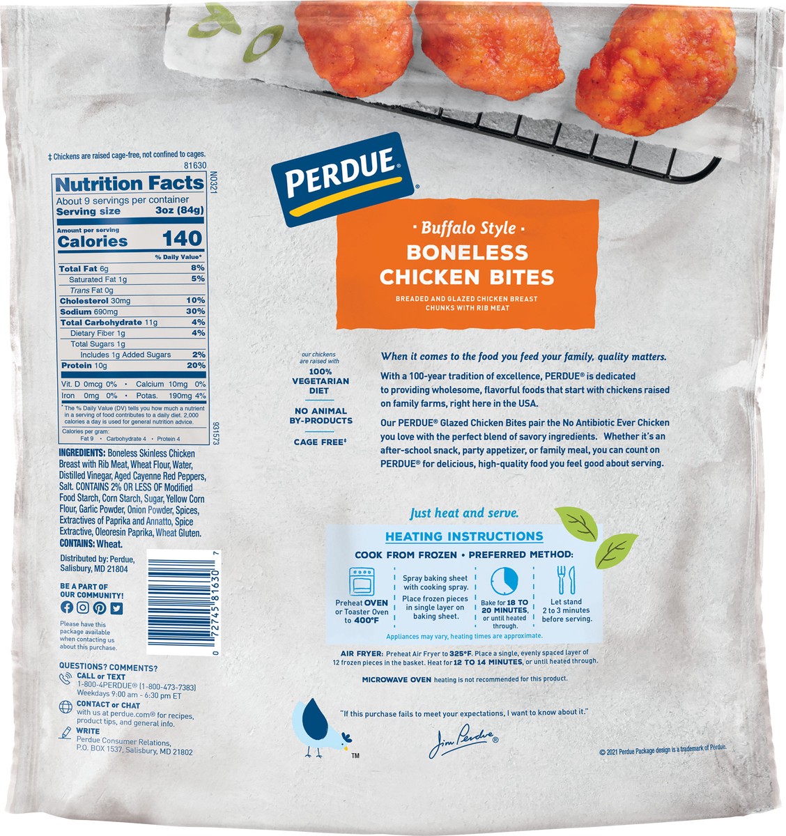 slide 3 of 8, PERDUE Buffalo Style Boneless Chicken Bites, 26 oz.,