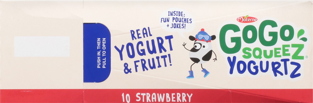 slide 9 of 9, GoGo squeeZ yogurtZ Low fat Strawberry Yogurt Snack Pouches, 3 oz (10 Pack), 10 ct