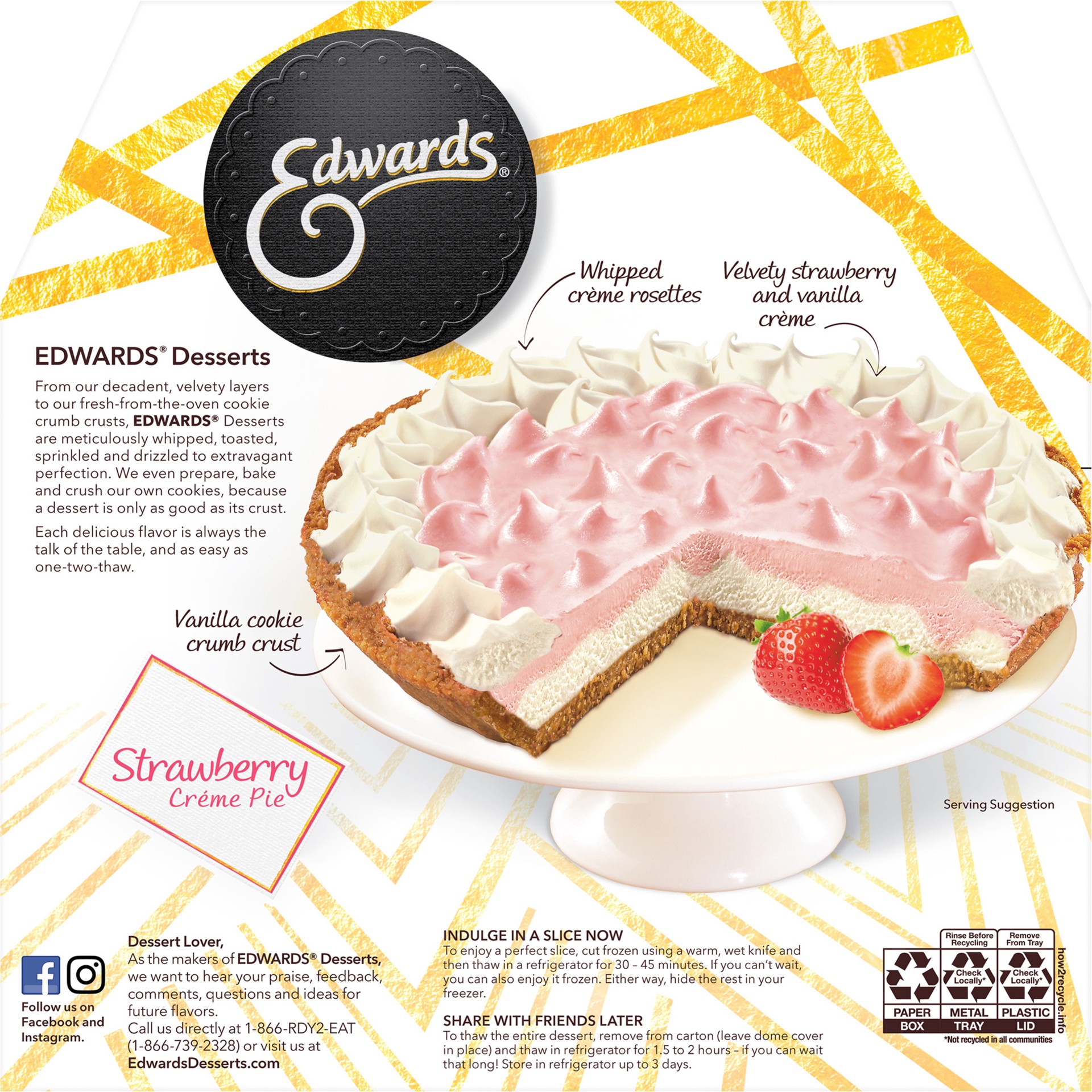 slide 3 of 5, Edwards Premium Desserts Strawberry Crème Pie, 25.01 oz