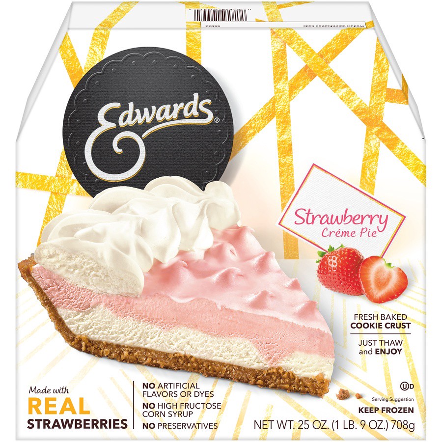 slide 1 of 5, Edwards Premium Desserts Strawberry Crème Pie, 25.01 oz