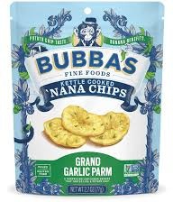 slide 1 of 1, Bubba's Fine Foods Garlic Parm Nana Chips, 2.7 oz