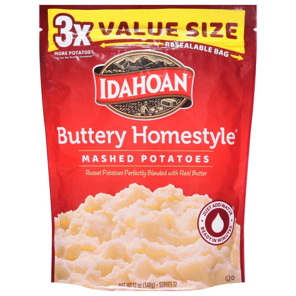 slide 11 of 13, Idahoan Mashed Potatoes, Buttery Homestyle, Value Size, 12 oz