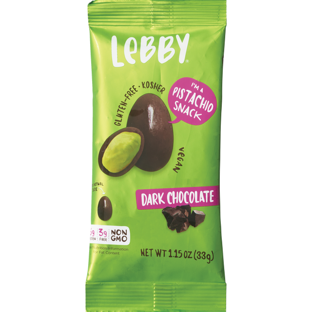 slide 1 of 1, LEBBY SNACKS Lebby Dark Chocolate Pistachios, 1 ct