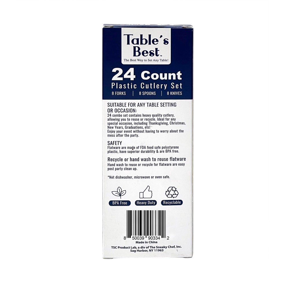 slide 3 of 3, Table's Best™ Plastic Cutlery Set - Silver, 24 ct