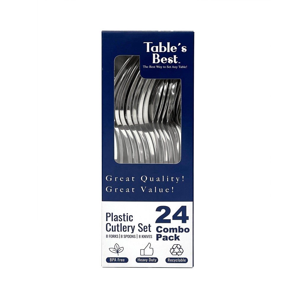 slide 2 of 3, Table's Best™ Plastic Cutlery Set - Silver, 24 ct