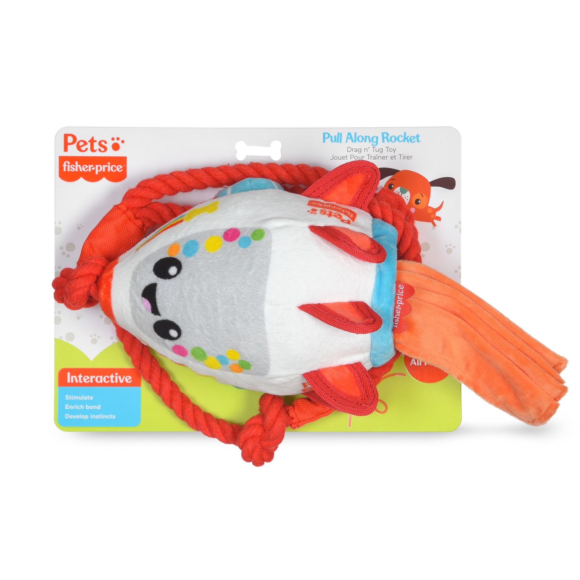 slide 1 of 1, Fisher-Price Fisher Price Fisher-Price Pets Pull Along Rocket Drag N'Tug Dog Toy, 1 ct