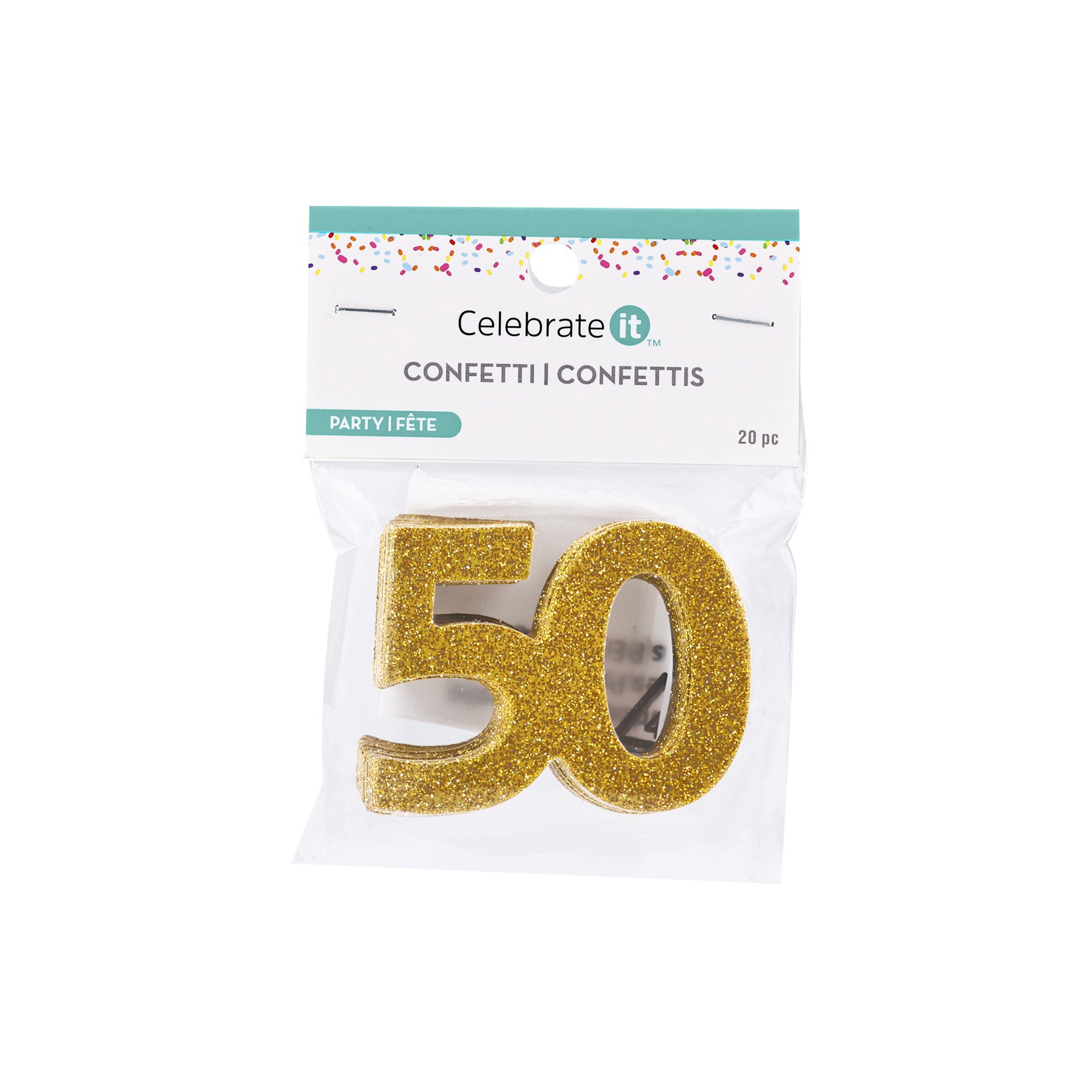 slide 2 of 3, 2" Gold 50 Glitter Confetti, 20ct. By Celebrate It, 20 ct