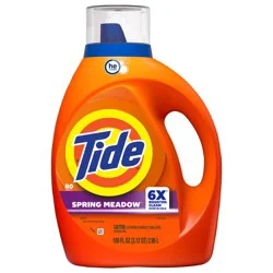 Tide Liquid Laundry Detergent, Spring Meadow Scent, 80 Loads, 100 fl oz, Boosted Clean even in cold water, laundry soap, concentrated liquid detergent