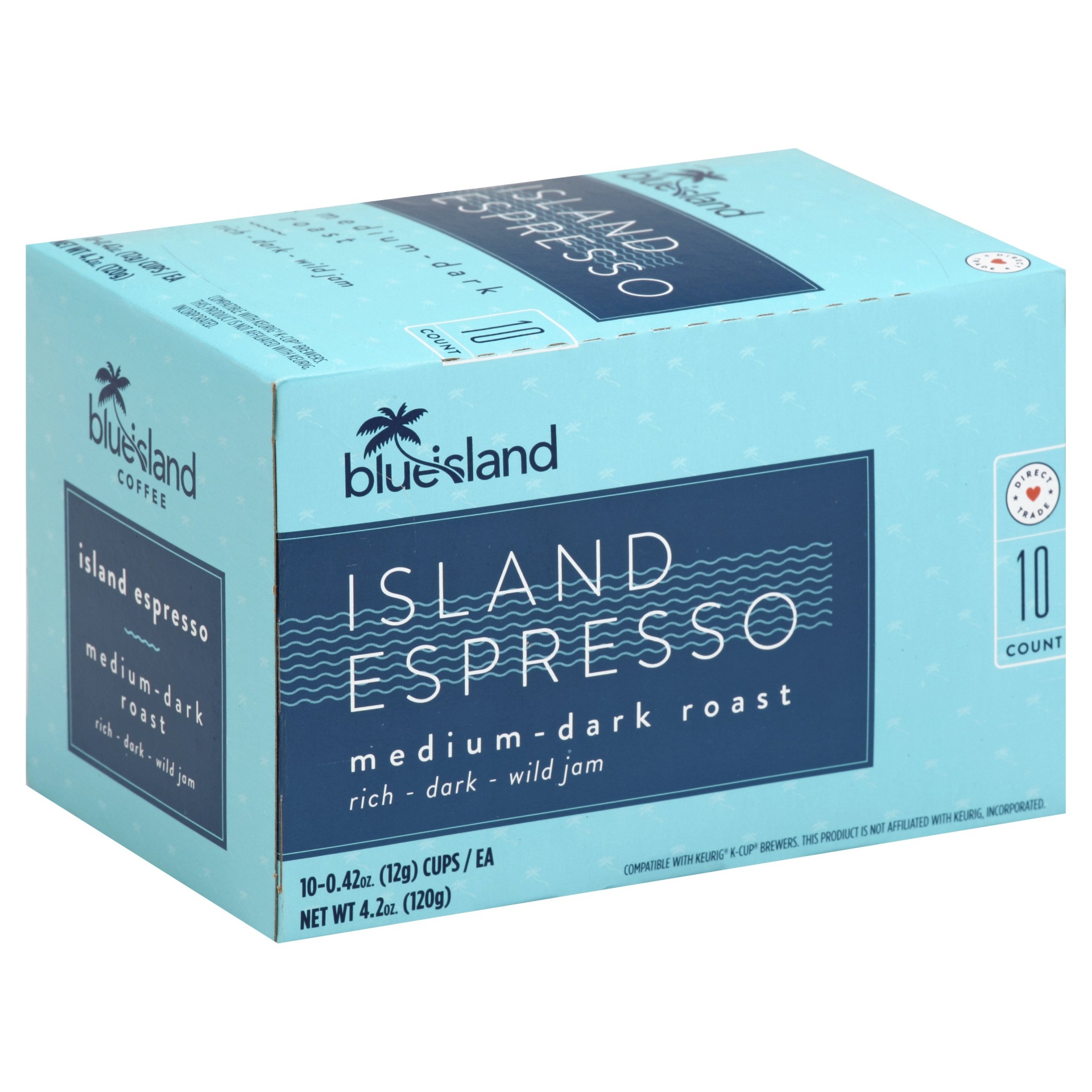 slide 1 of 4, Blue Island Island Espresso Blend Medium Dark Roast K-Cup, 10 ct