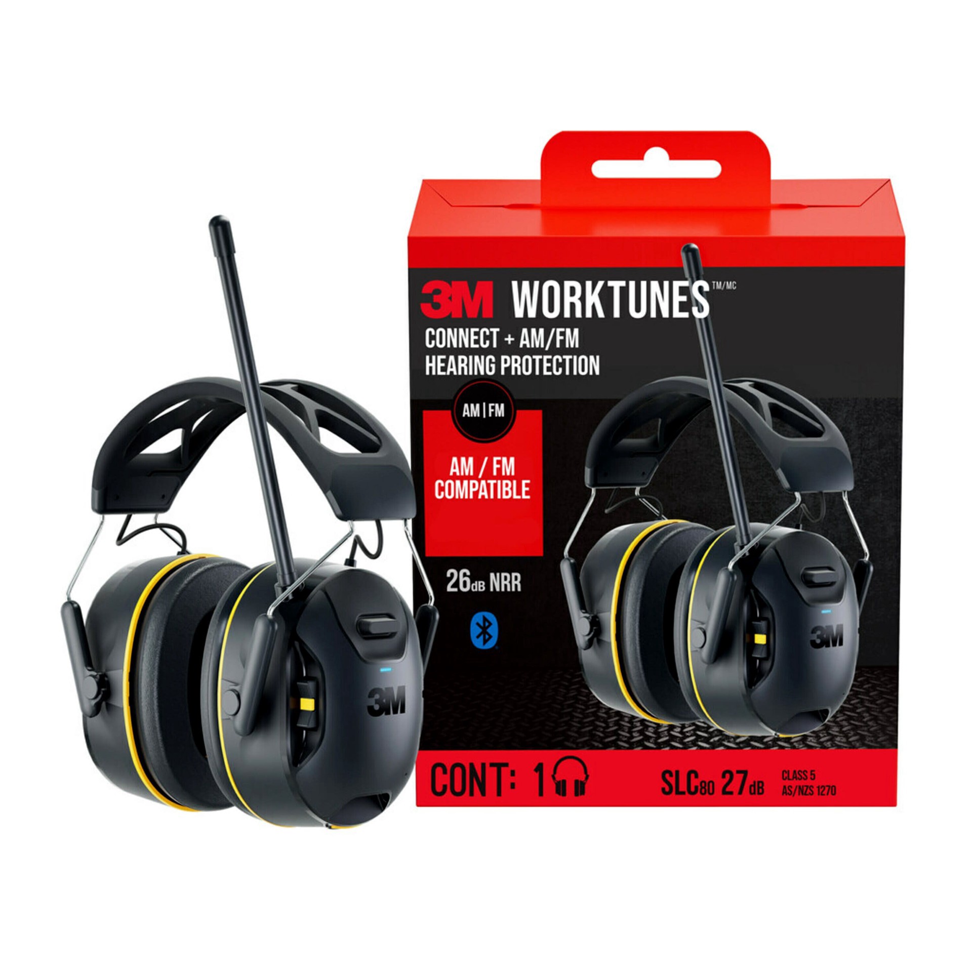 slide 1 of 6, 3M 3M WorkTunes Connect + AM/FM Wireless Hearing Protector with Bluetooth Technology, 90572-DC, 3/Case, 1 ct