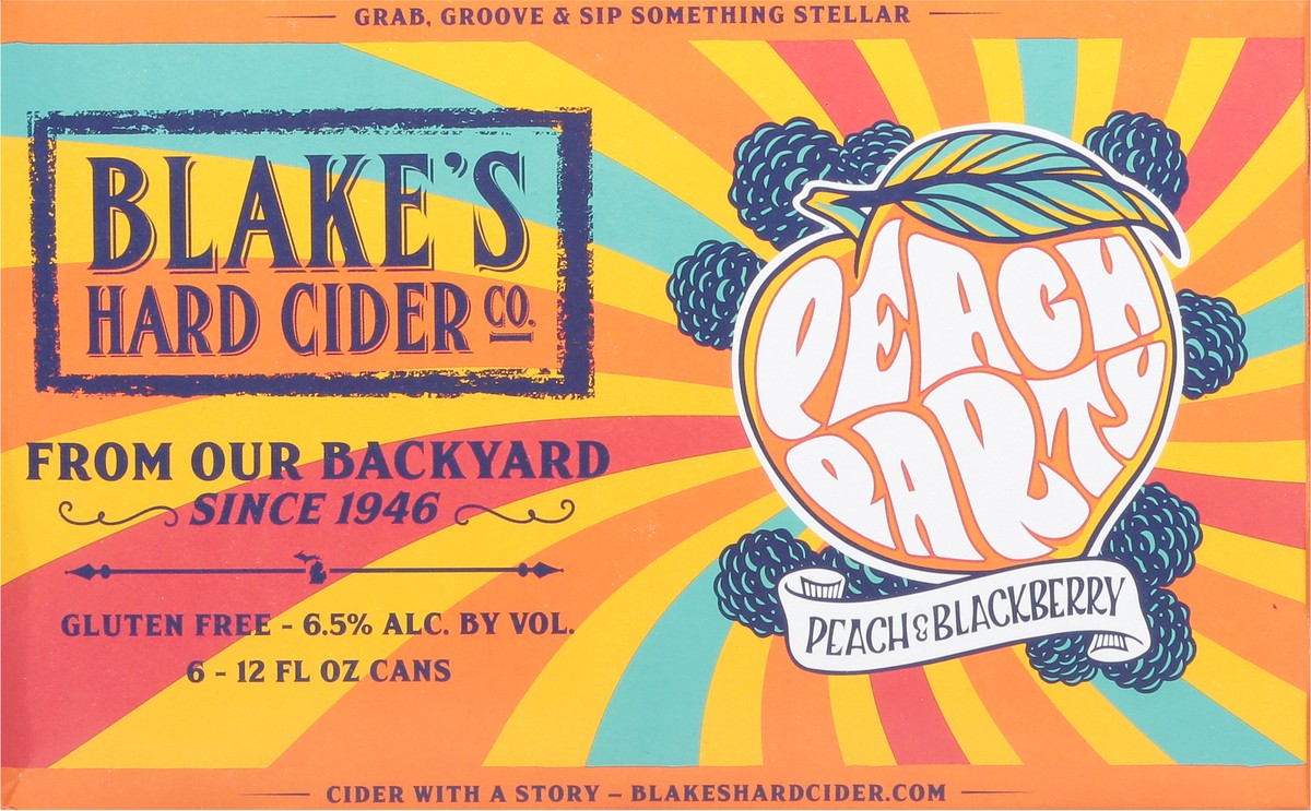 slide 5 of 9, Blake's Hard Cider Co. Peach & Blackberry Beer 6 - 12 fl oz Cans, 12 oz