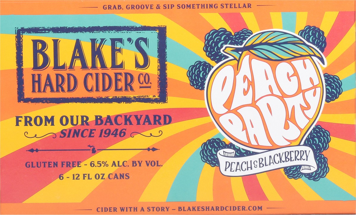 slide 6 of 9, Blake's Hard Cider Co. Peach & Blackberry Beer 6 - 12 fl oz Cans, 12 oz