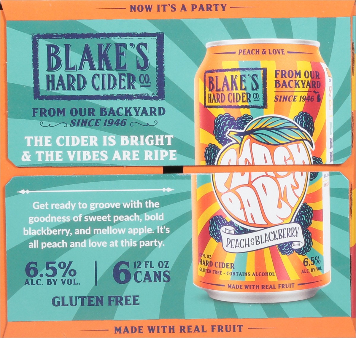 slide 8 of 9, Blake's Hard Cider Co. Peach & Blackberry Beer 6 - 12 fl oz Cans, 12 oz