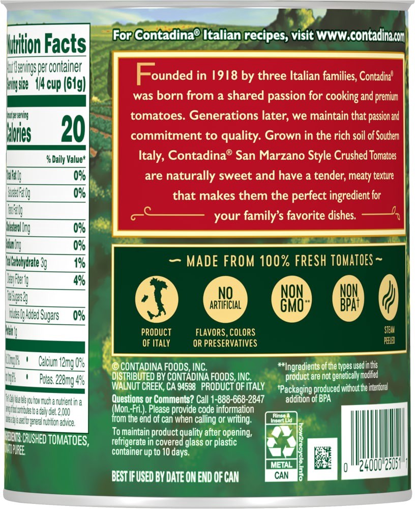 slide 4 of 4, Contadina San Marzano Style Crushed Tomatoes, 28 oz