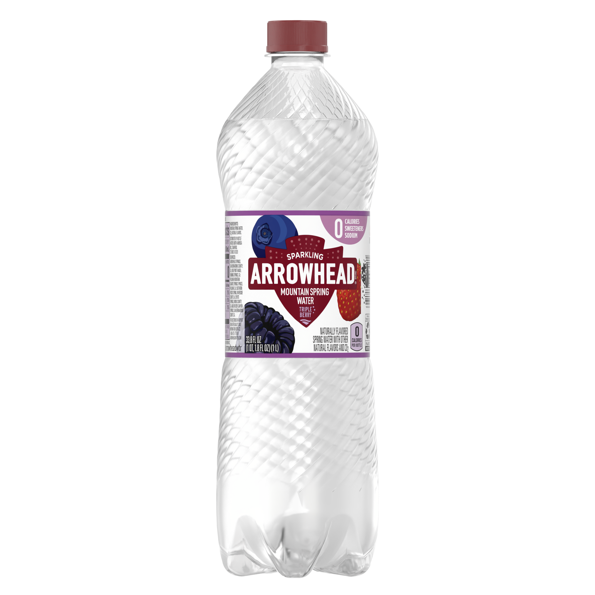 slide 2 of 4, Arrowhead Sparkling Water, Triple Berry- 33.8 oz, 33.8 oz