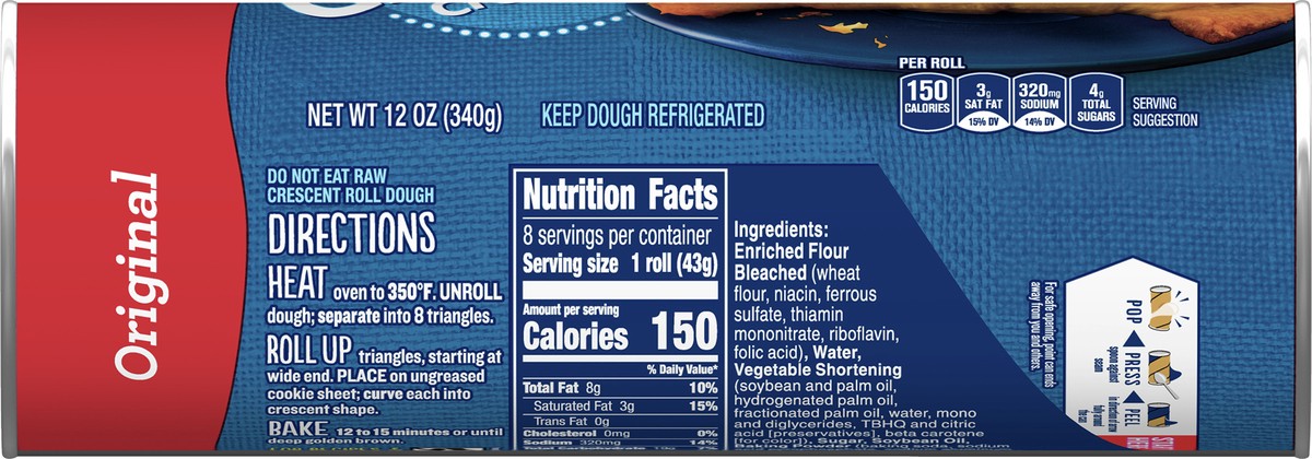 slide 3 of 9, Grands! Crescent Rolls, Original Refrigerated Canned Pastry Dough, 8 Rolls, 12 oz, 8 ct