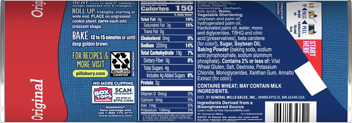 slide 6 of 9, Grands! Crescent Rolls, Original Refrigerated Canned Pastry Dough, 8 Rolls, 12 oz, 8 ct