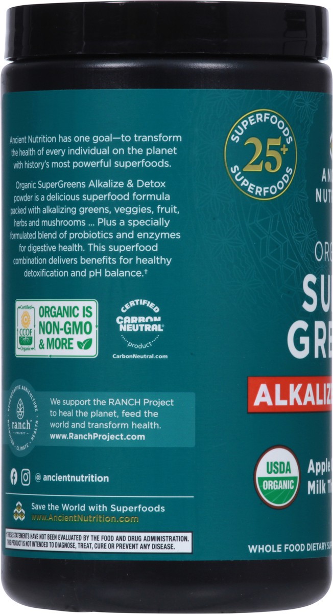 slide 5 of 10, Ancient Nutrition Organic Supergreens Alkalize & Detox, 7.5 oz