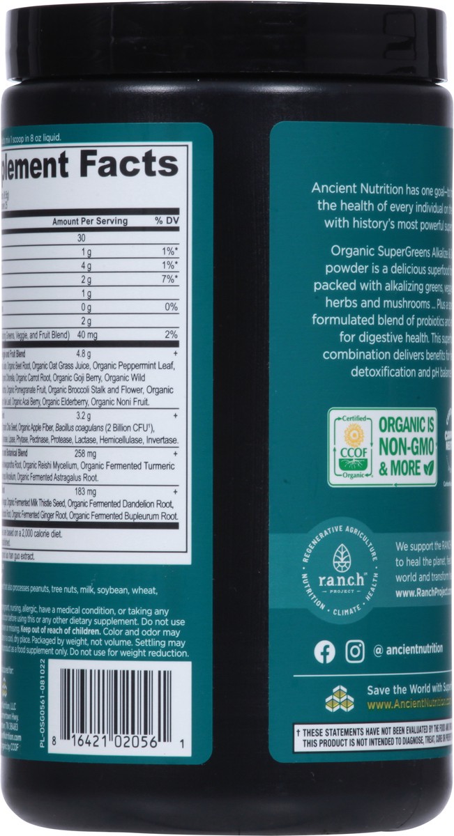 slide 3 of 10, Ancient Nutrition Organic Supergreens Alkalize & Detox, 7.5 oz