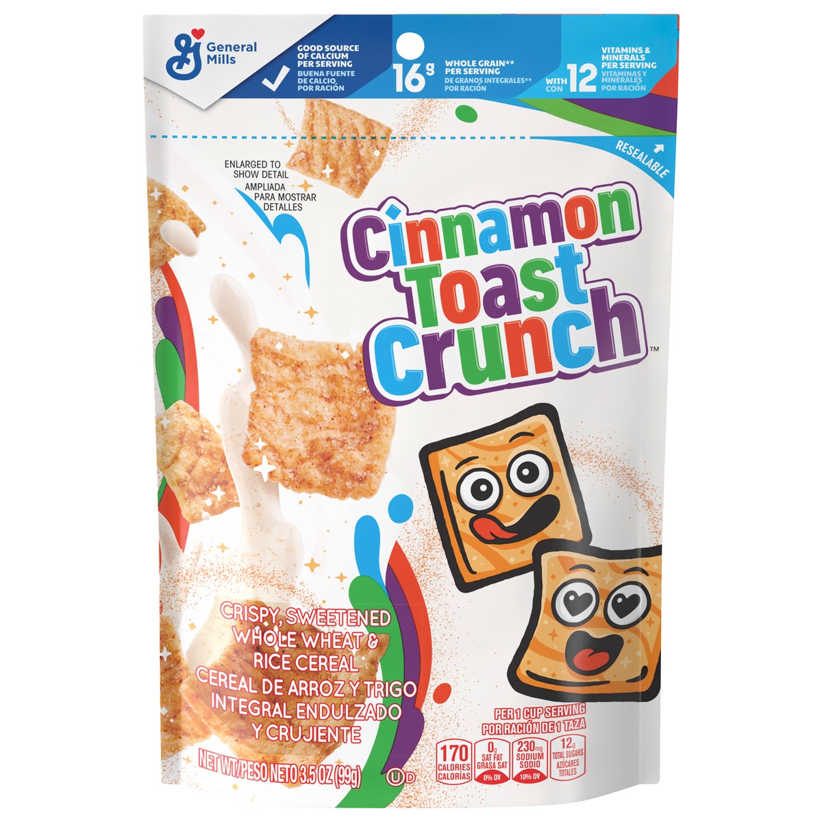 slide 1 of 9, Cinnamon Toast Crunch Cereal Pouch, 3.5 Oz, 1 ct