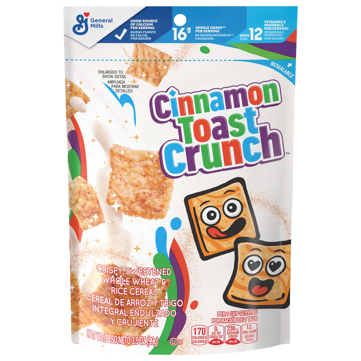 slide 1 of 9, Cinnamon Toast Crunch Cereal Pouch, 3.5 Oz, 1 ct