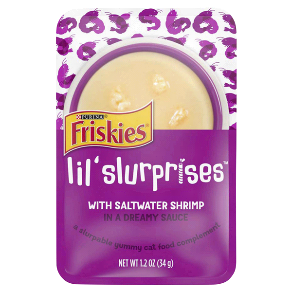 slide 1 of 7, Friskies Lil' Slurprises Saltwater Shrimp Cat Food in a Dreamy Sauce, 1.2 oz