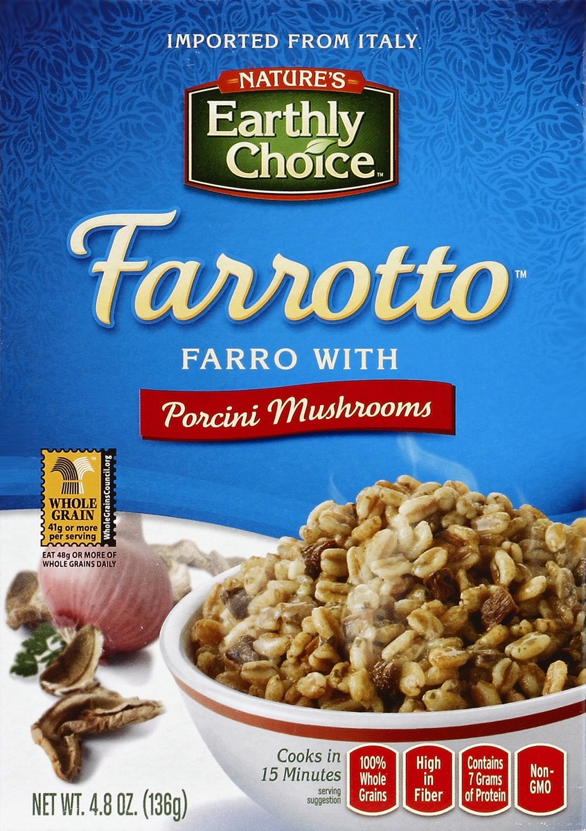 slide 4 of 4, Nature's Earthly Choice Farro, with Porcini Mushrooms, 4.8 oz