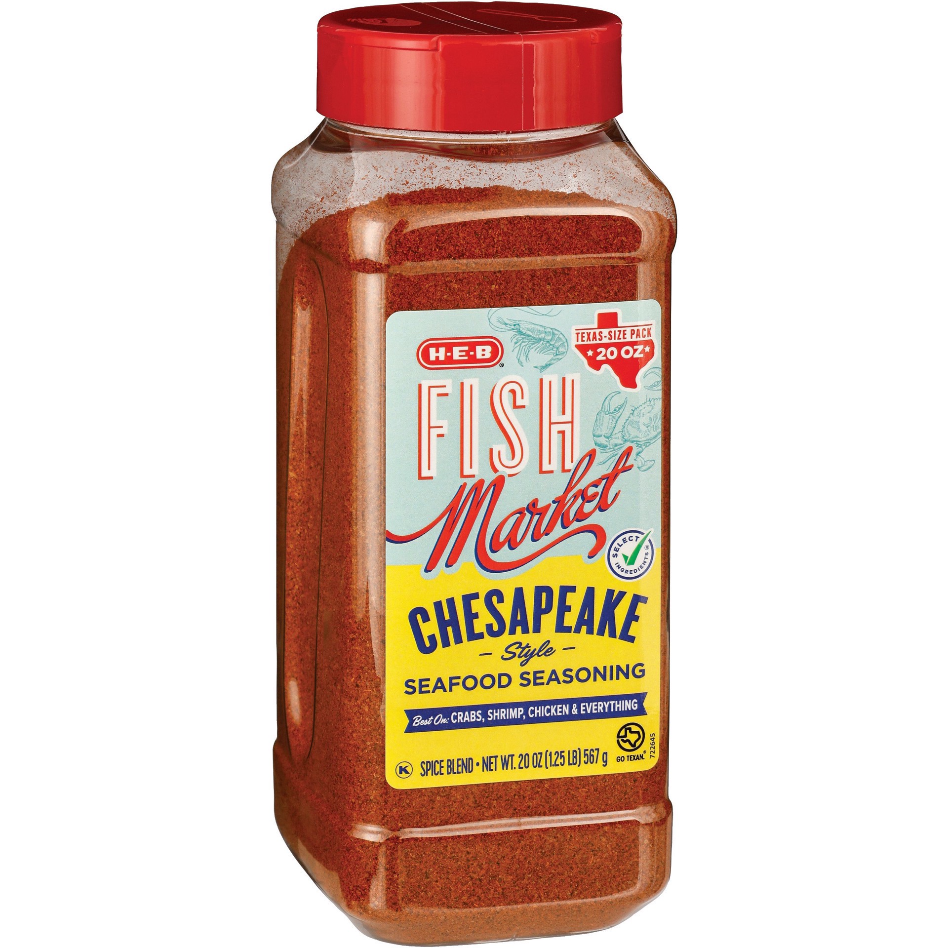 slide 1 of 1, H-E-B Fish Market Chesapeake-Style Seafood Seasoning - Texas Size Pack, 20 oz