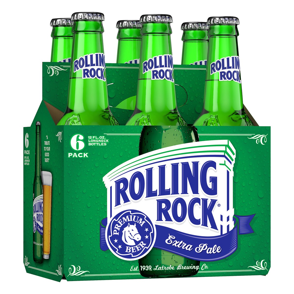 slide 6 of 8, Rolling Rock Extra Pale Beer, 6 Pack 12 fl. oz. Bottles, 4.4% ABV, 6 ct; 12 oz