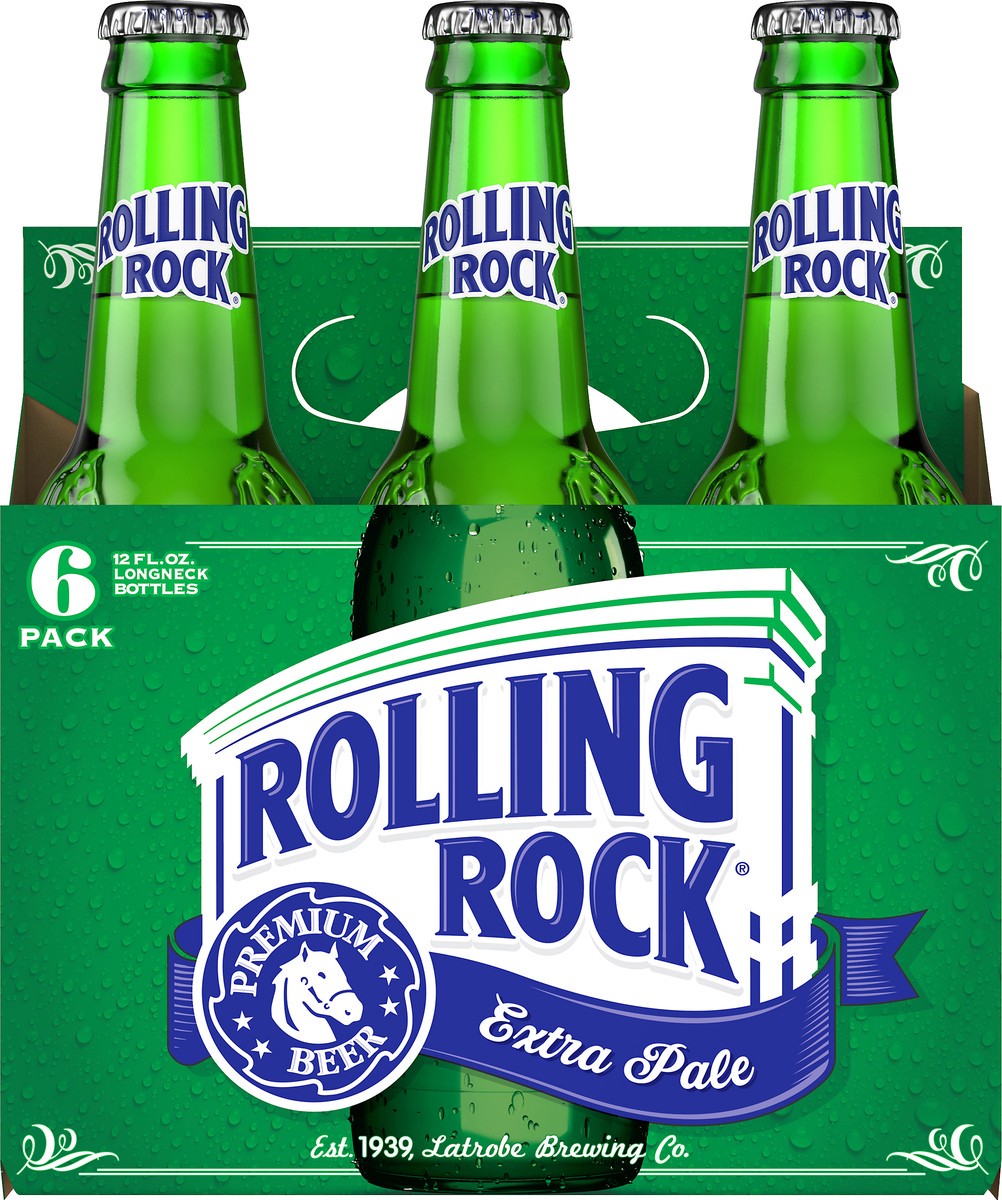 slide 4 of 8, Rolling Rock Extra Pale Beer, 6 Pack 12 fl. oz. Bottles, 4.4% ABV, 6 ct; 12 oz