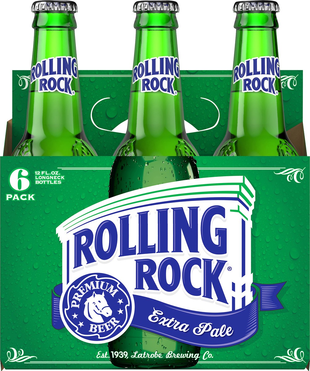 slide 2 of 8, Rolling Rock Extra Pale Beer, 6 Pack 12 fl. oz. Bottles, 4.4% ABV, 6 ct; 12 oz