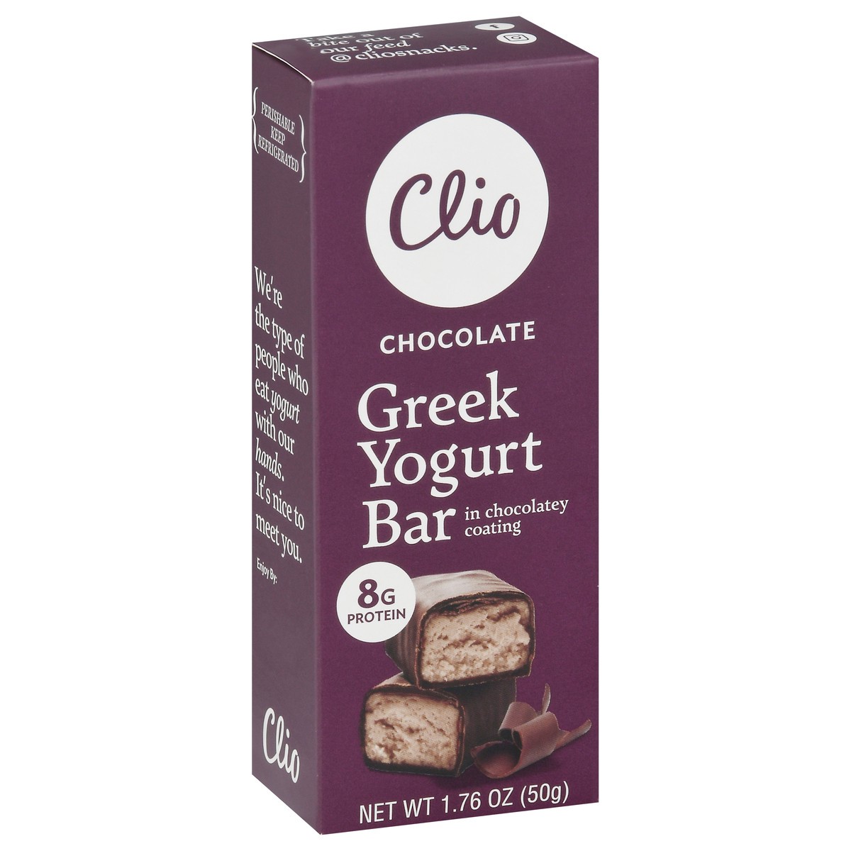 slide 4 of 9, Clio Chocolate Greek Yogurt Bar, 1.76 oz