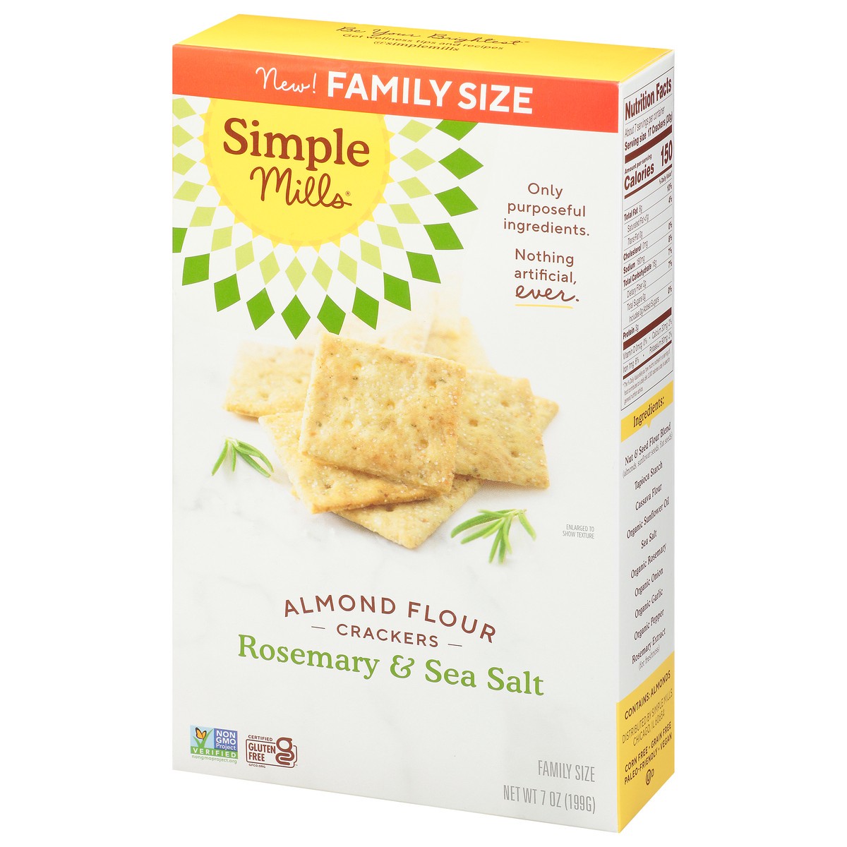 slide 6 of 14, Simple Mills Almond Flour Rosemary & Sea Salt Crackers Family Size 7 oz, 1 ct