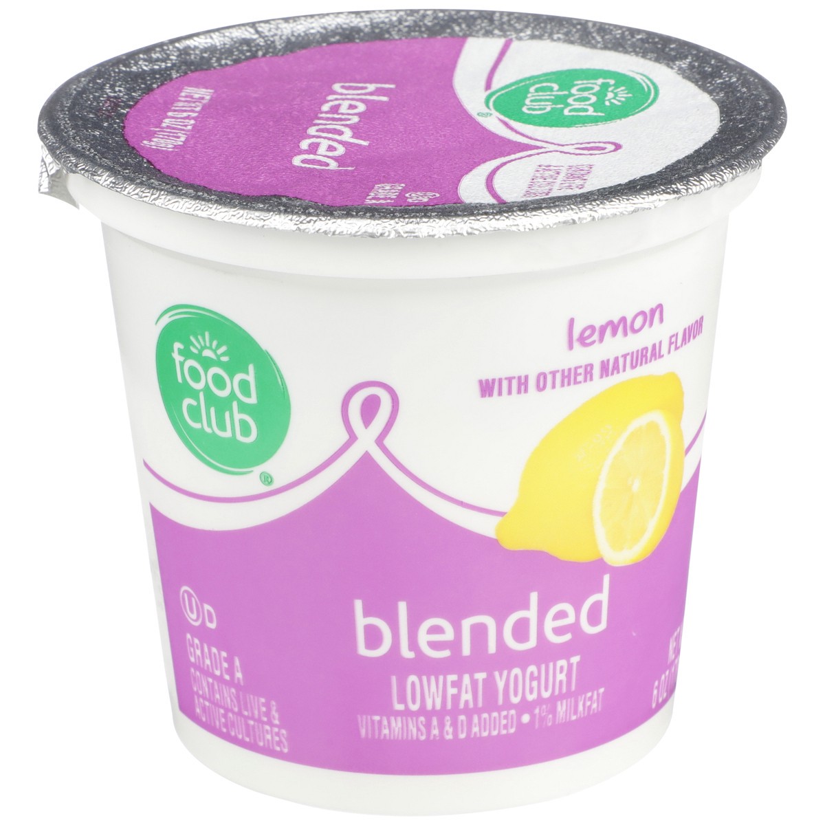 slide 2 of 9, Food Club Lemon Blended Lowfat Yogurt, 6 oz