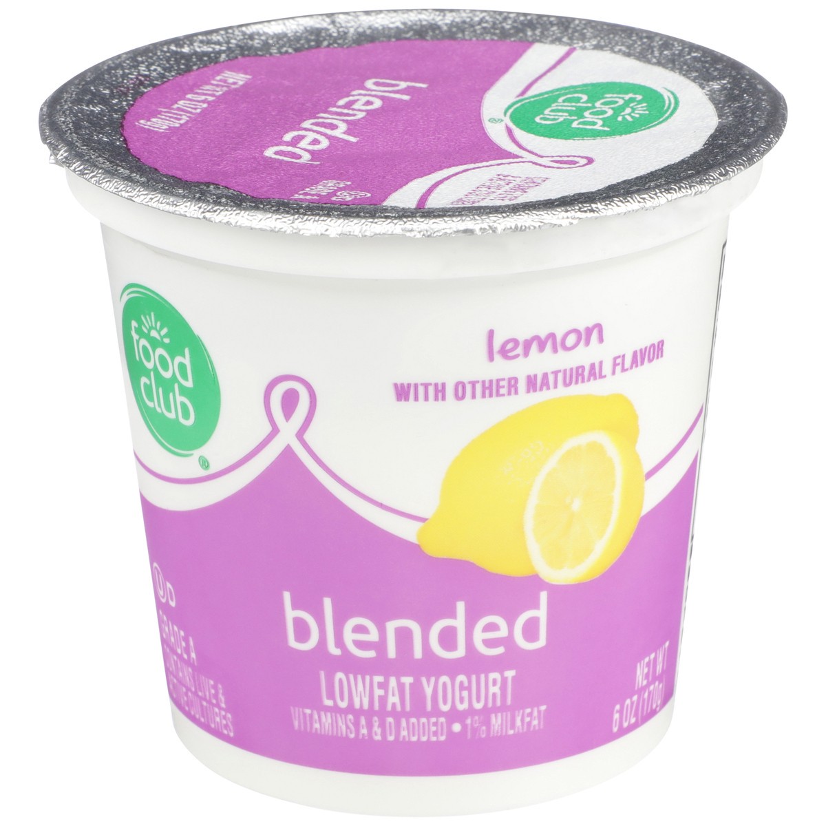 slide 1 of 9, Food Club Lemon Blended Lowfat Yogurt, 6 oz