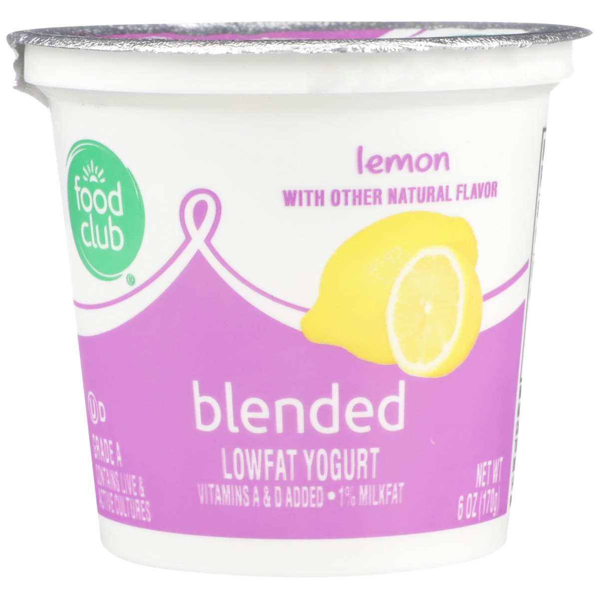 slide 8 of 9, Food Club Lemon Blended Lowfat Yogurt, 6 oz