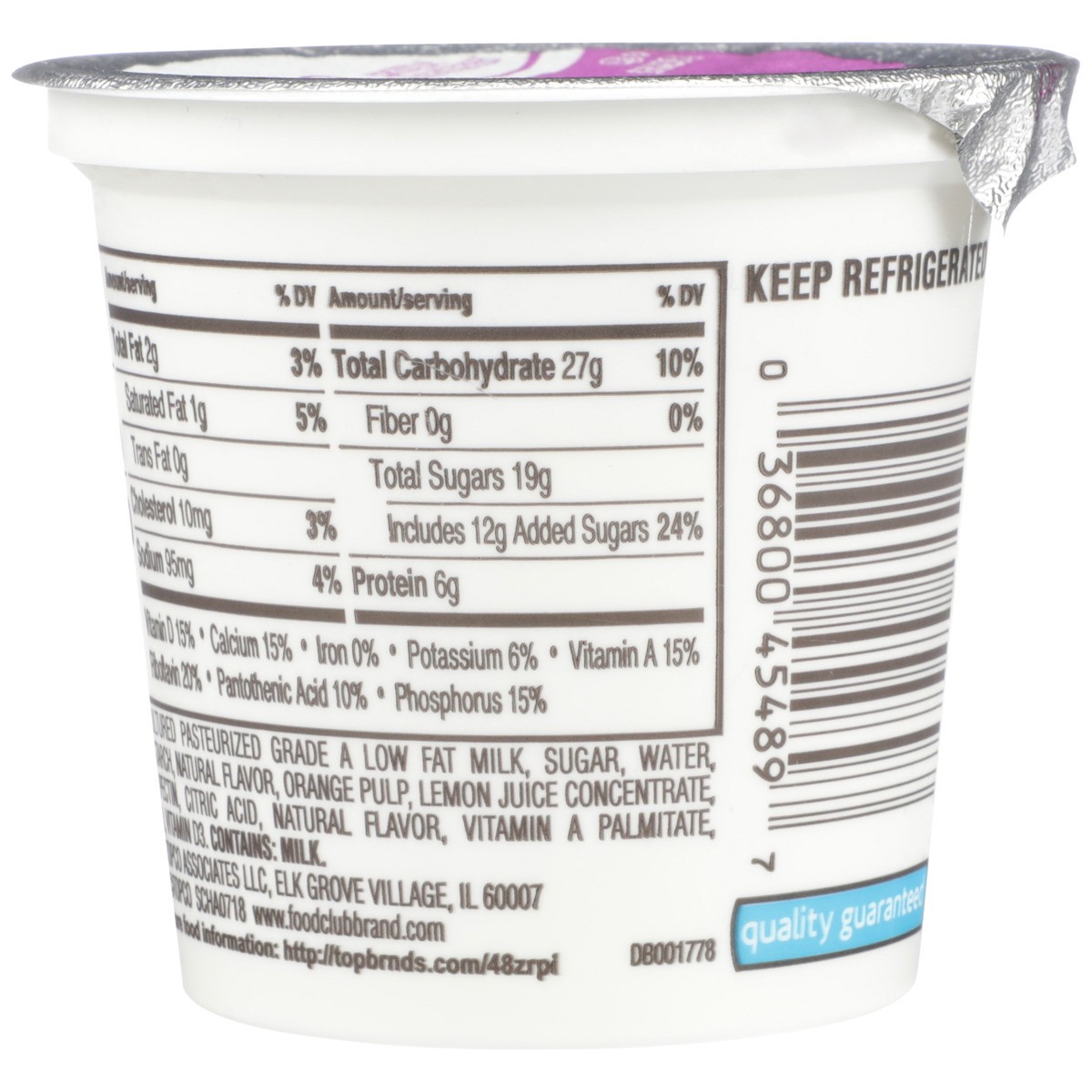 slide 9 of 9, Food Club Lemon Blended Lowfat Yogurt, 6 oz