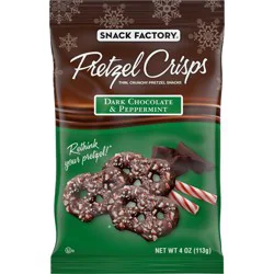 Snack Factory Holiday Peppermint Dark Chocolate Covered Pretzel Crisps
