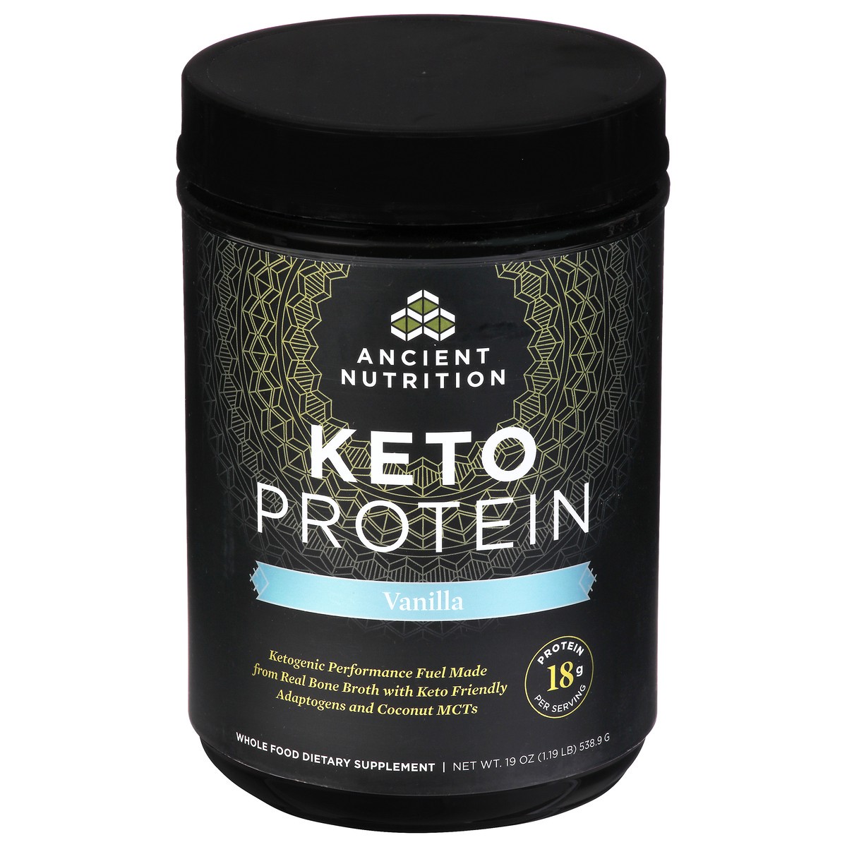 slide 2 of 14, Ancient Nutrition Vanilla Keto Protein 19 oz, 19 oz