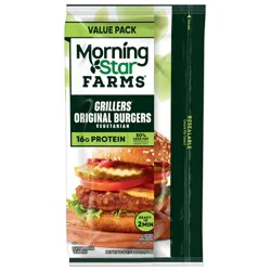 MorningStar Farms Veggie Burgers, Vegetarian Meat, Value Pack, Grillers Original, 8 Count