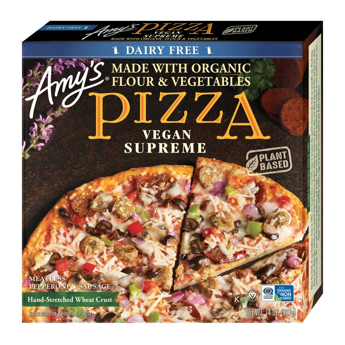 slide 1 of 7, Amy's Vegan Supreme Pizza, Dairy Free, 14 oz