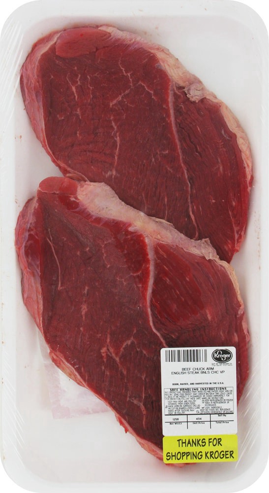 slide 1 of 1, Beef Choice Boneless Blade Chuck Steak Value Pack, per lb