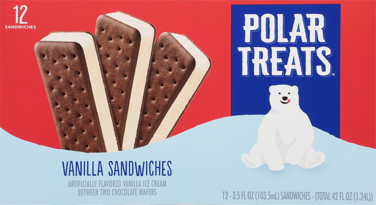 slide 6 of 9, Polar Treats Vanilla Ice Cream Sandwiches 12 - 3.5 fl oz ea, 12 ct