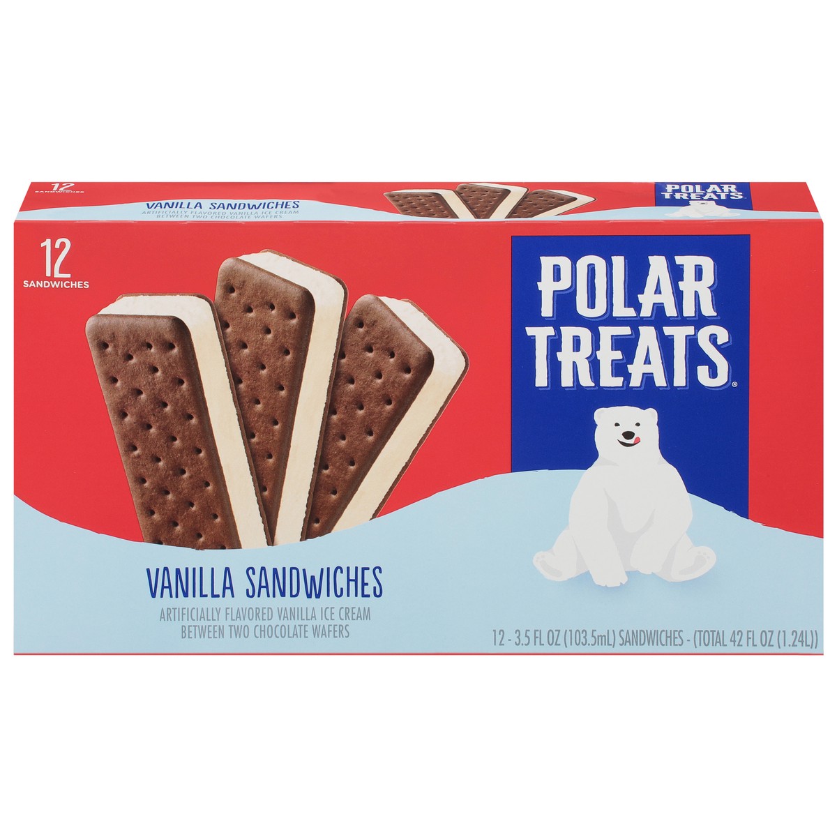 slide 1 of 9, Polar Treats Vanilla Ice Cream Sandwiches 12 - 3.5 fl oz ea, 12 ct