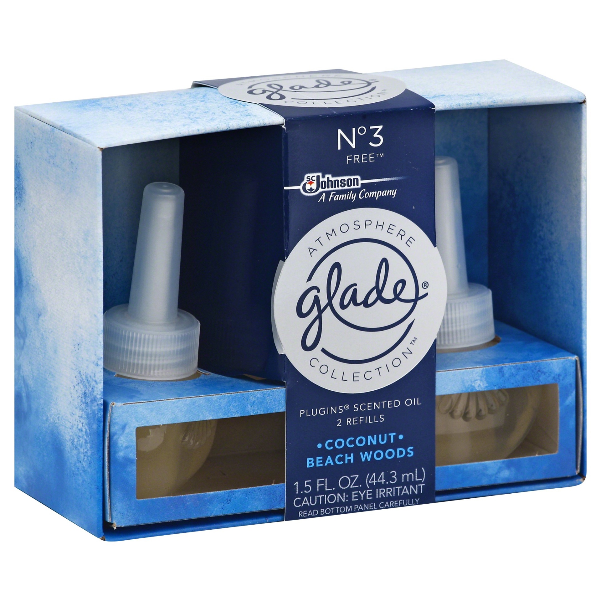 slide 1 of 1, Glade PlugIns Scented Oil + Warmer Coconut Beach Woods, 2 ct; 1.5 oz