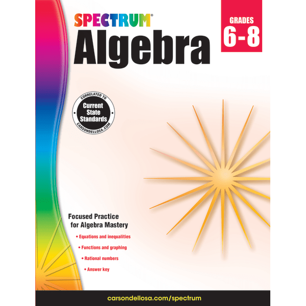 slide 1 of 1, Spectrum Algebra Workbook, Grades 6-8, 1 ct