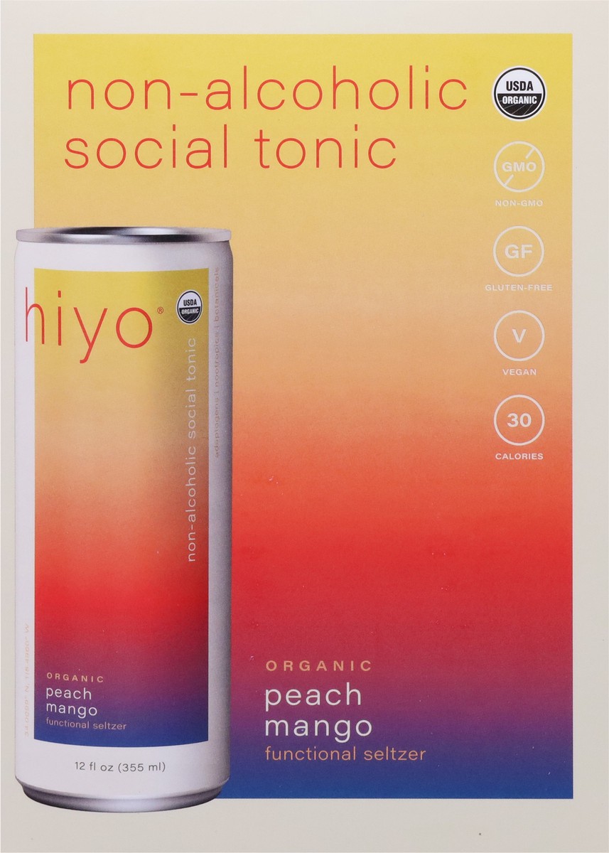 slide 4 of 13, Hiyo Peach Mango Organic Social Tonic 4pk, 4 ct