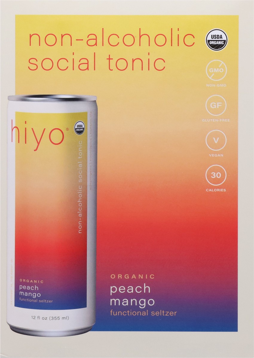 slide 10 of 13, Hiyo Peach Mango Organic Social Tonic 4pk, 4 ct